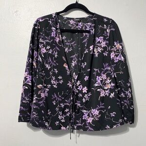 Express Clothing Womens Floral silky Cardigan blouse top M